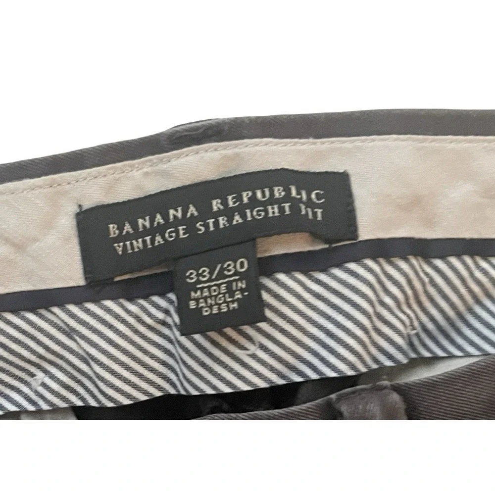 Banana Republic Men's Size 33/30 Vintage Straight Fit Chino Gray 100% Cotton